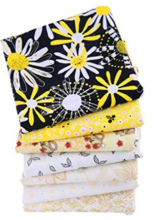 Nicole Knupfer (25 x 25 cm 7 Stück Patchwork Stoffe 100% Baumwolle Bunte Baumwollstoff Set Stoffpaket DIY Baumwolltuch Stoffreste Paket Stoffpakete (Beige)