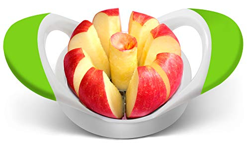 EDELIN Apple Slicer Cutter and Corer Apple Wedger Stainless Steel - 8 Sharp Blades and Easy Grip Ergonomic Rubber Grip Handle Tool Fruit Cutter (Green)