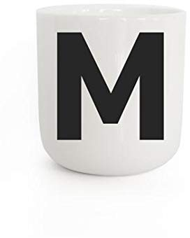PLTY - Becher - Tasse ohne Henkel - Handglasiertes Weiß Porzellan - Hochwertiges Bone China - Lustige Tassen - M - The Wave - Classic Letters
