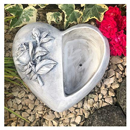 Herz Pflanztopf Pflanzgefäß Pflanzschale Gartendekoration Grabschmuck mit Rose