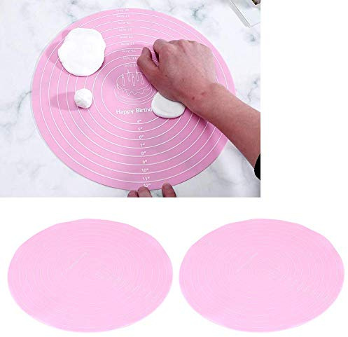 Kneading Mat Cake Pad Cake 2PCS NonStick Round Silicone Dough Rolling Mat Baking Pastry Pad Sheet Liner for Cake Turntable Stand