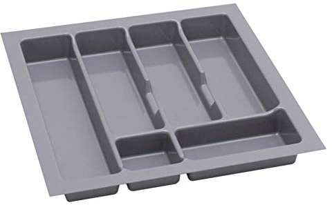 Range Couvert - Rangement et Organisation de Cuisine de la Couverts de Table - Pratique Range Couverts pour Tiroir 50cm - Universal Organisateur Tiroir Cuisine - Rangement Couvert - 430x430mm Argent