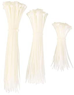 GTSE 300 Pack of White, Clear Cable Ties, 150mm x 3.6 mm, 200mm x 3.6mm, 300mm x 3.6mm, Nylon Zip Ties for Gardening, Home, Office, DIY, Repairs with Secure Self Locking Mechanism