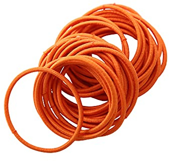 FEIFEI'S BOW Haargummis für Mädchen und Frauen, 2,5 mm dünn, für Schule, Uniform, endlos, 50 Stück, Orange