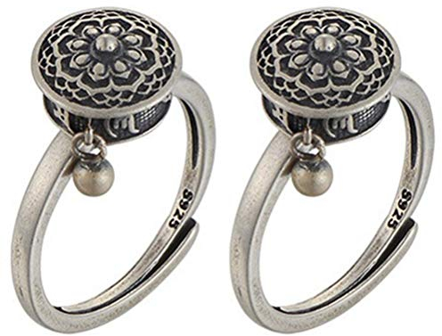 TBEONE Tibetisch-buddhistische Ringe mit Om-Gebetsrad Messing Lotus Mantra Ring Lucky Finger Ringe rotieren und dekomprimieren Retro Wear und Zubehör