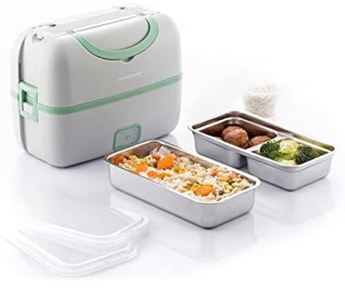 InnovaGoods® 3-in-1 elektrischer Dampfgarer mit Rezepten, ermöglicht das Erhitzen, Kochen und Dämpfen. Hält das Essen warm. Elektrische Lunchbox mit 2 herausnehmbaren Tabletts, Eierkocher.