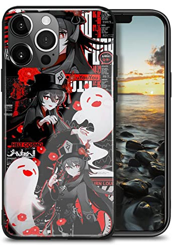 HWLHJJ Hu Tao Genshin Impact Anime Print Handyhüllen Manga Shell Cover (gehärtetes Glas, für iPhone 13 Pro Max)