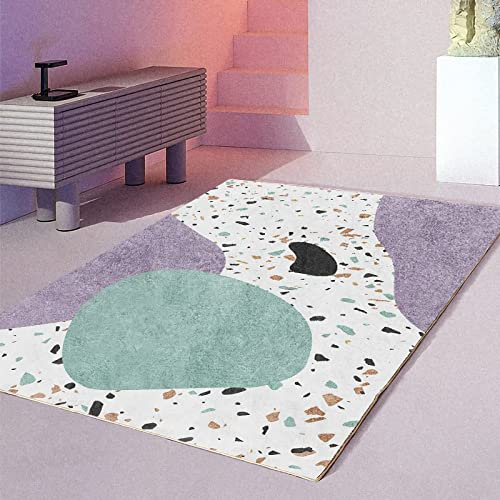 Teppich terassendeko Winter deko Teppich Lila grün modern Graffiti-geometrisches Fragment-Muster kinderzimmer teppiche mädchen 100x160cm