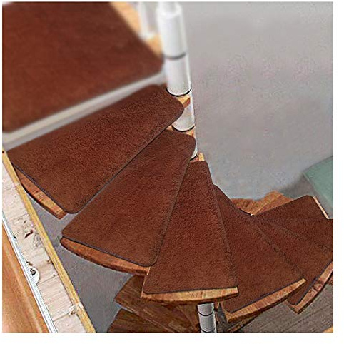 Gradini per tappeti per Scale 5 Pezzi Tappetino per Scale a chiocciola, Cuscino per Scale Antiscivolo per Interni Protezioni per Scale con svolta a Destra, Tappetini per Scale per Pavimenti