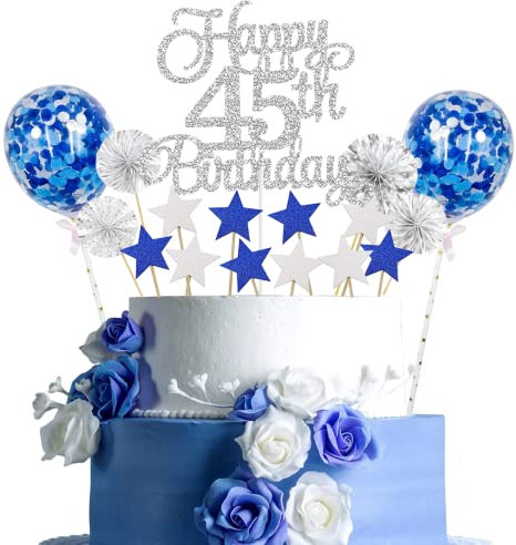Jxuzh Cake Topper 45 Kuchendeko Geburtstag Happy Birthday Tortendeko Rosegold Kuchen Deko Mädchen Geburstagstorte
