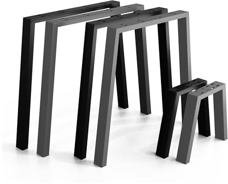 NOGGI: 2 Tischkufen Metall (70/90x70cm-schwarz-Esstisch) I Tischbeine U-Form I Möbelfüße für Dein DIY Schreib-, Couch-, Wohnzimmer- oder Bartisch Projekt I Moderne Scandic Legs aus Vierkantprofilen