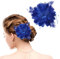 WLLHYF Bleu Dames Plume Fleur Pince à Cheveux Élégant Chapeau Fleur Maille Rubans Broche Broche Fascinateur Chapeaux Floral Corsage pour Femmes et Filles (Violet)