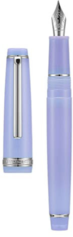 Jinhao 82 Acrylic Fountain Pen, Iridium Bent Nib with Ink Converter, Transparent Purple Classic Design Smooth Writing Pen (Silver Trim)