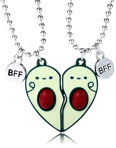 LICHUANUK Avocado-Herz-Halskette, Freundschafts-Anhänger-Halsketten, BFF-Halskette, Geburtstagsgeschenk für beste Freunde