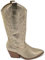Malu Shoes Stivali donna camperos texani stile western forati estivi oro perlato tacco western 7 cm legno con zip laterale (41 EU)