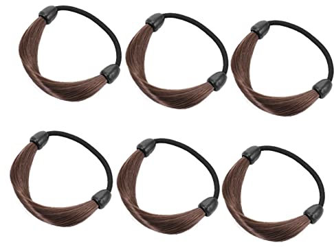 minkissy 6pcs Ponytail Hair Bands Wig Elastic Hair Ties Fashionable Brown Head Ties