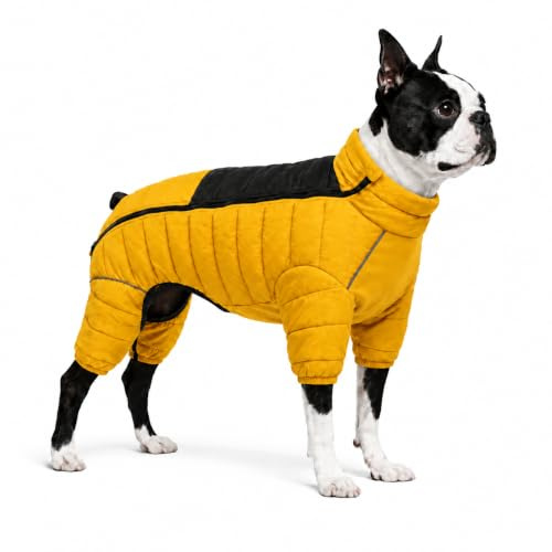 Hundemantel, warme Hundejacke, 4 Beine bedeckt, wasserdicht, Winddicht, reflektierende, warme Hundeweste, Hundeschneejacke für kleine, mittlere und große Hunde.Yellow XL