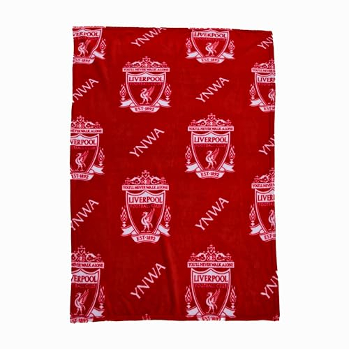 Character World Liverpool FC offizielle Fleecedecke | Superweiches Fußball-YNWA-Design | Warmer, superweicher roter Überwurf