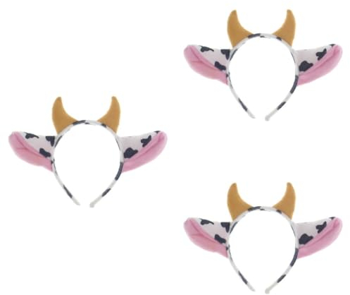 Didiseaon 3 Uds Diadema De Vaca Diadema De Vaca Lechera Para Adultos Disfraz De Orejas De Disfraz De Niños Orejas De Gato Accesorios De De Animal De Animal Banda