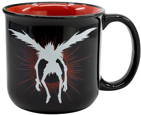 Elbenwald Death Note Tasse avec motif Ryuk 400 ml pour les fans d'anime Céramique Noir Rouge