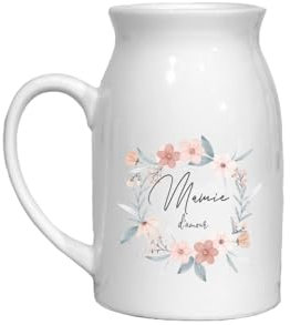 Pot à Lait en Céramique 450 ml - Mamie d'Amour - Cadeau pour Mamie - Petit Vase pour Fleurs - Original et Élégant