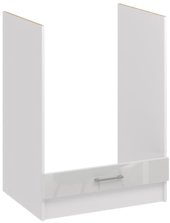roe furniture Herdumbauschrank 60 cm - Küchenschrank - Küchenmöbel - Küchenunterschrank - Schrank Küche - Küchenschränke Einzeln Weiß Hochglanz
