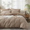 Luofanfei Baumwolle Leinen Bettwäsche 155x220 Braun Taupe Einfarbig Muster Bettwäsche Set Leinen Renforce Baumwolle Uni Atmungsaktiv Modern Bettbezug und 2 Kissenbezüge 80x80 cm Weich und Bügelfrei