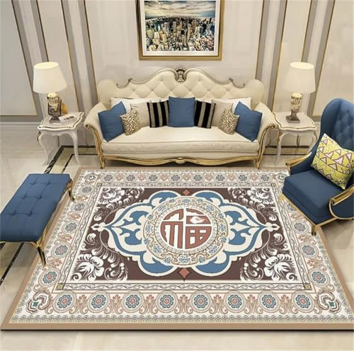RUGMRZ Teppich Jugendzimmer Jungen 60x110CM marmor Blau Antiker, schmutzabweisender für das Wohnzimmer mit klassischem Druckdesign
