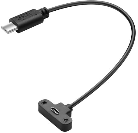 JSADZKJ USB 2.0 Tyep C Panel Mount Cable 90 Degree Angle USB C Male to Female Extension CableUSB 2.0 Type C Cable with Panel Mount Screw for Laptop, Tablet, Mobile Phone 1ft/30cm