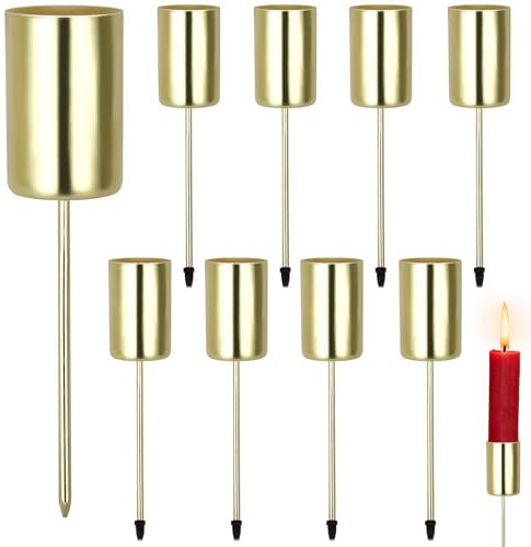 8 STK Ø 2.5cm Adventskranz Kerzenhalter Metall Gold Stabkerzenhalter mit Dorn für DIY Kerzenhalter Adventskranz Deko Weihnachten Kerzenteller