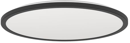 EGLO LED Deckenleuchte Rovito, runde Badezimmer Deckenlampe | Badlampe Decke aus Kunststoff in Schwarz und Weiß, Deckenbeleuchtung warmweiß-kaltweiß, IP44, Ø 50 cm