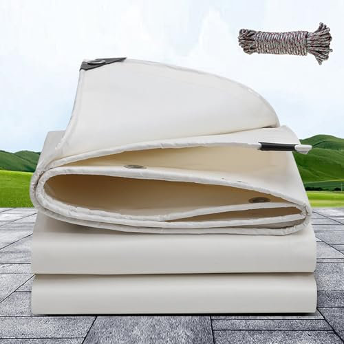 Abdeckplane Transparent mit Ösen 3 x 6 m mit Ösen 500 G/M² PVC Wasserdicht & Reißfest Gewebeplane Plane Garten, Gewebeplane mit Ösen für Gartenarbeit Treibhaus Folientunnel, Weiß