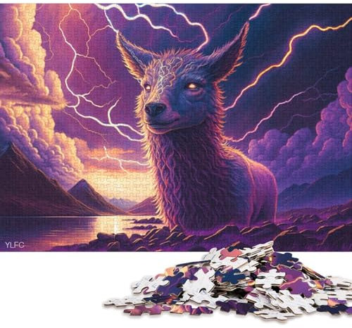 Puzzle Art Tiere Alpaka 1000-teiliges Puzzle für Erwachsene Holzpuzzle für Erwachsene und Kinder ab 12 Jahren Lernspiele für zu Hause DIY-Spielzeug 75x50cm/1000 Teile