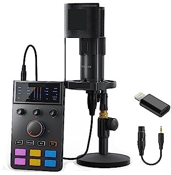 Micro de studio Interface audio C1-K1 avec microphone XLR for le streaming/jeu/podcasting, carte son Gardez votre voix claire(ADCaster C1)