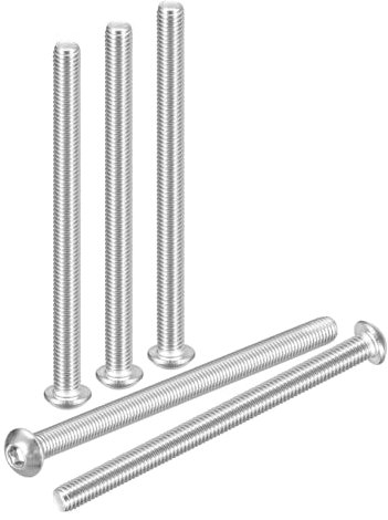 DTGN Tornillos de Cabeza Redonda M8-1.25x120mm con Cabeza Hexagonal - 5Pcs - Bueno para Bicicleta de Carretera - Acero Inoxidable 304 Blanqueado - Fijadores de Accionamiento Hexagonal
