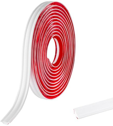 5M PVC Joint d'Étanchéité Autocollant Bordure de Finition Plan de Travail Cuisine Angle Mur, Joint Mur Intérieur Profil Finition Bande Finition Calfeutrage Moulure Plinthe,19mmx10mm Blanc Mat