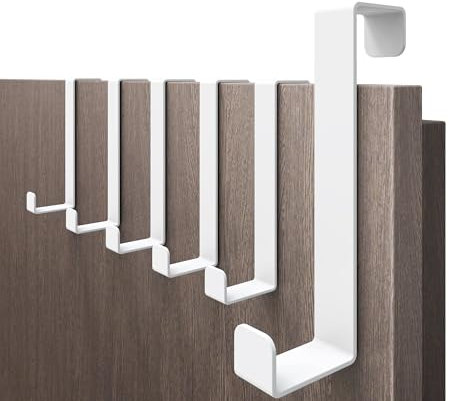 4smile Türhaken zum Einhängen, weiß - 6 Stück Kleiderhaken an Tür, platzsparende Haken zum Einhängen, universell einsetzbar - Flexible Türgarderobe, stabile Türhakenleiste