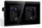 CNBINGO Prise double avec 4 ports USB (maximum 2,1 A, type C et USB-A) - Double prise Schuko encastrée en verre - Prise murale noire avec sécurité enfant