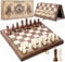 Sihaiyuan Schachspiel, Magnetisches Holz-Schachbrett, Schach- und Damespiel, Reiseschach für Erwachsene und Kinder, Klappbares Aufbewahrungsbrett (29×29 cm)
