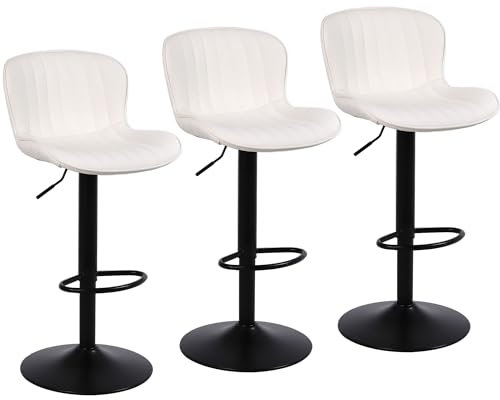 Nusetx Tabouret Bar, 3 × Chaises de Bar pour Cuisine, Siège Pivotant à Hauteur Réglable, Montage Facile, Moderne Tabouret Haut pour Bar, Cuisine, Salle à Manger, Beige