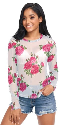 Magnifique bouquet de roses blanches pour femmes, hauts à manches longues pour femmes, tailles S à XXL, Magnifique bouquet de roses blanches, XX-Large