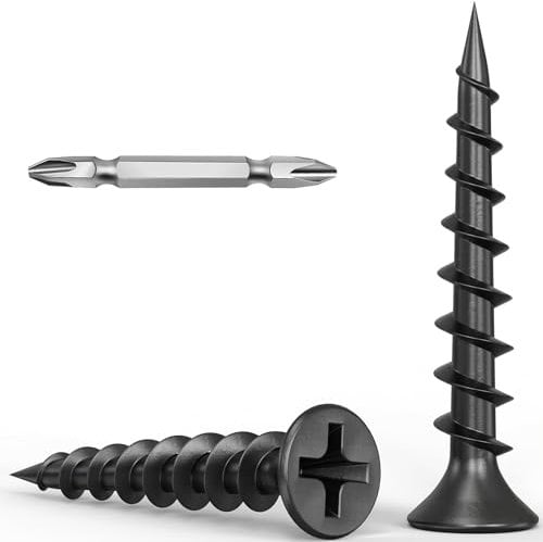 Wavanta 3.9 x 30mm Drywall Screws Coarse Thread Black Phosphate Bugle Head Phillips Drive with Bit, Black Wood Screws for Drywall Sheetrock, Wood and Furniture, Pack of 200