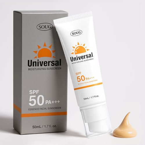 Sonnencreme Gesicht lsf 50,50ml Tinted Sunscreen Moisturizer for Face,Travel Sunscreen Against UVA&UVB, Ohne weißen Film，Wasserfest,für alle Hauttypen, Gesicht & Körper