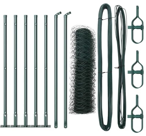 vidaXL Fence Post Green 10 x 0.4 m (36 mm mesh) Steel and PVC, Garden and Terrace, Durable Steel Fence, Modern Outdoor Fencing Panels, Security Posts, Residential Barrier Enclosure