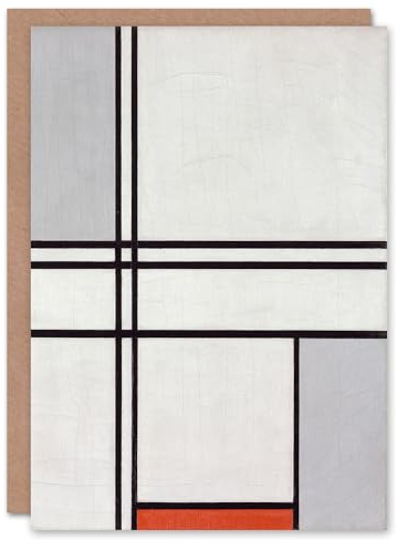 Artery8 Piet Mondrian Art Card Composition No 1 Gray Red