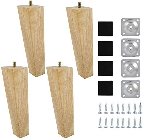 Pied de Meuble Bois,Pied de Table Bois 4pcs hauteur 10/15/20 / 20cm Meubles en bois Jambes carrées inclinées pieds carrés fusée de canapé-lit armoire chaise chaise Pieds de remplacement pieds en pente