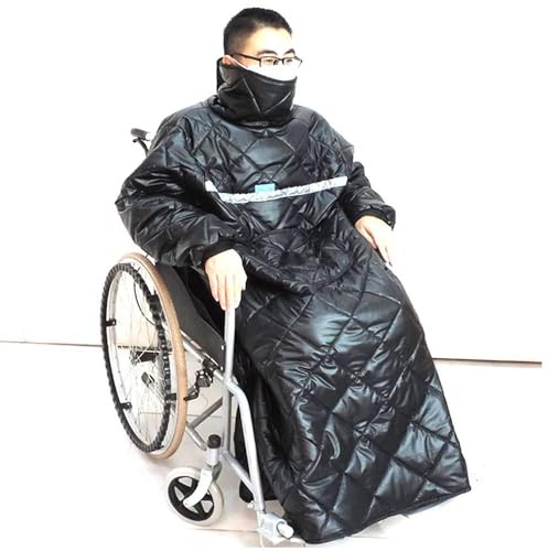 HUTRADE Tragbar Rollstuhldecke, Wärme Für Den Ganzen Körper Schwarz Warme Rollstuhl-Fleece-Wickeldecke Schwarz Universelle Rollstuhl Cape Wasserdichtes Leder