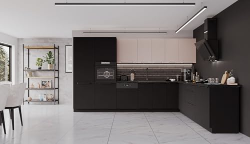 Kuechen-preisbombe Winkelküche Siena + Arona 350x290 cm Küchenzeile Eckküche Küche Kaschmir Schwarz