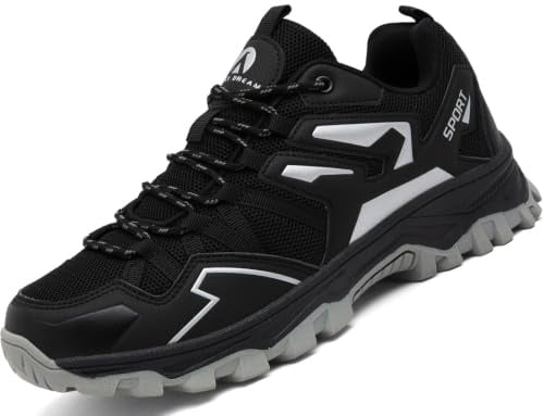 Mufanton Chaussures de Randonnée Homme Chaussures de Trekking Antidérapantes Respirant Chaussure de Marche Stabilité Sneakers,Noir,EU39