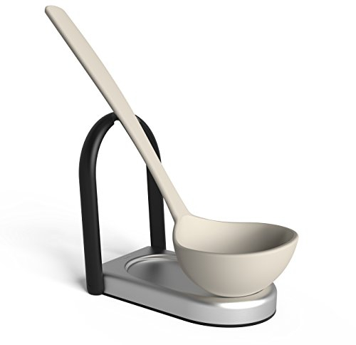 UMBRA Laydle spoon. Repose cuiller Laydle. Pour cuillers, louches et ustensiles. En acier chromé. Dimension 14 x 10 x 2 cm